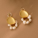 French retro natural freshwater pearl bead earrings