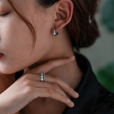 French retro matte lava texture spiral earrings with a niche high-end feel, light luxury and exquisite antique silver needles Earrings for women French retro matte l...